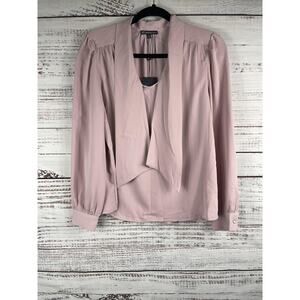 Adrianna Papell Blouse Womens Small Lavender Long Sleeve Pearl Button Dressy Top